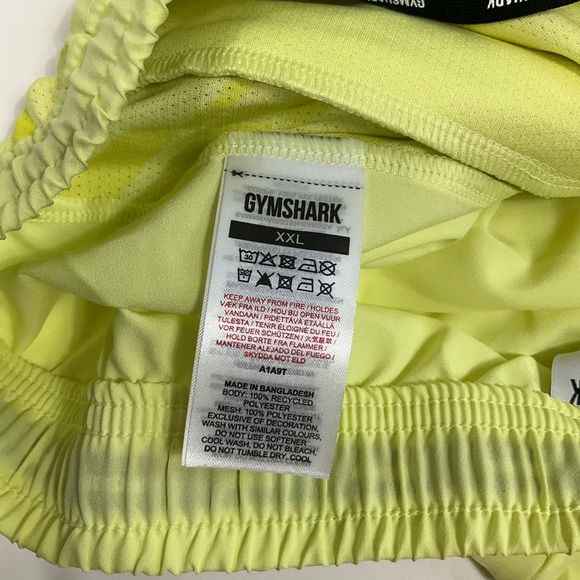 Gymshark Men's Size XXL 2XL Neon Yellow 6" Polyester Activewear Shorts - Picture 7 of 8